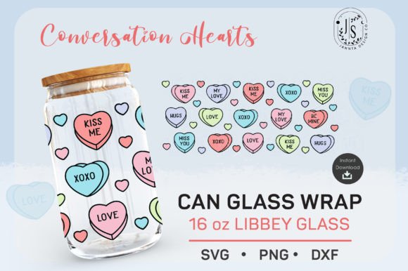 16 Oz Libbey conversation hearts 1 - Wraps and Blanks