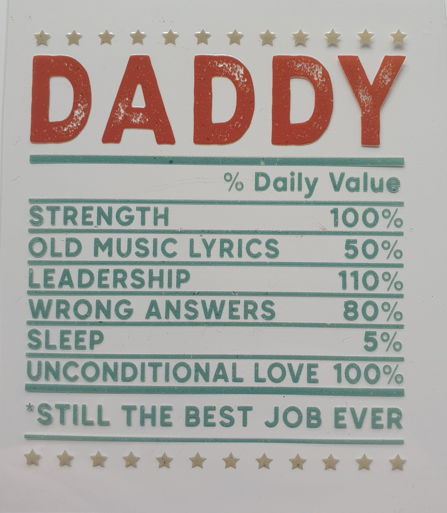 Daddy Values UV DTF Decal 10cm×8cm - Wraps and Blanks