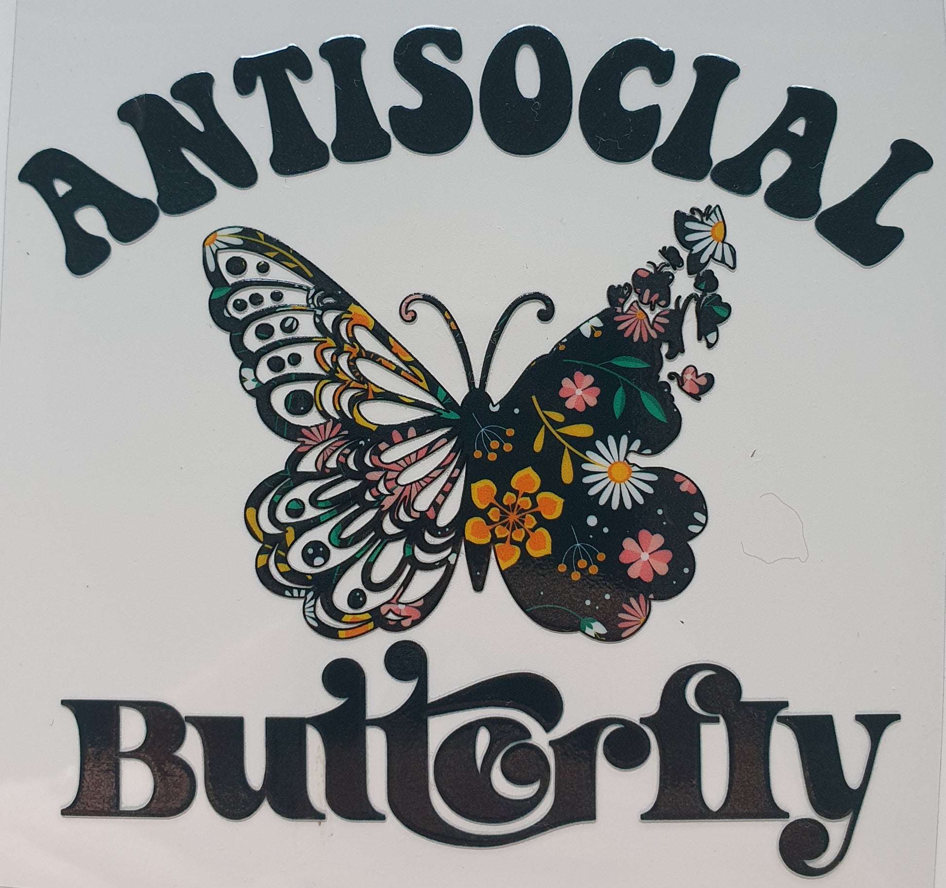 The Antisocial Butterfly UV DTF Decal 10cm - Wraps and Blanks