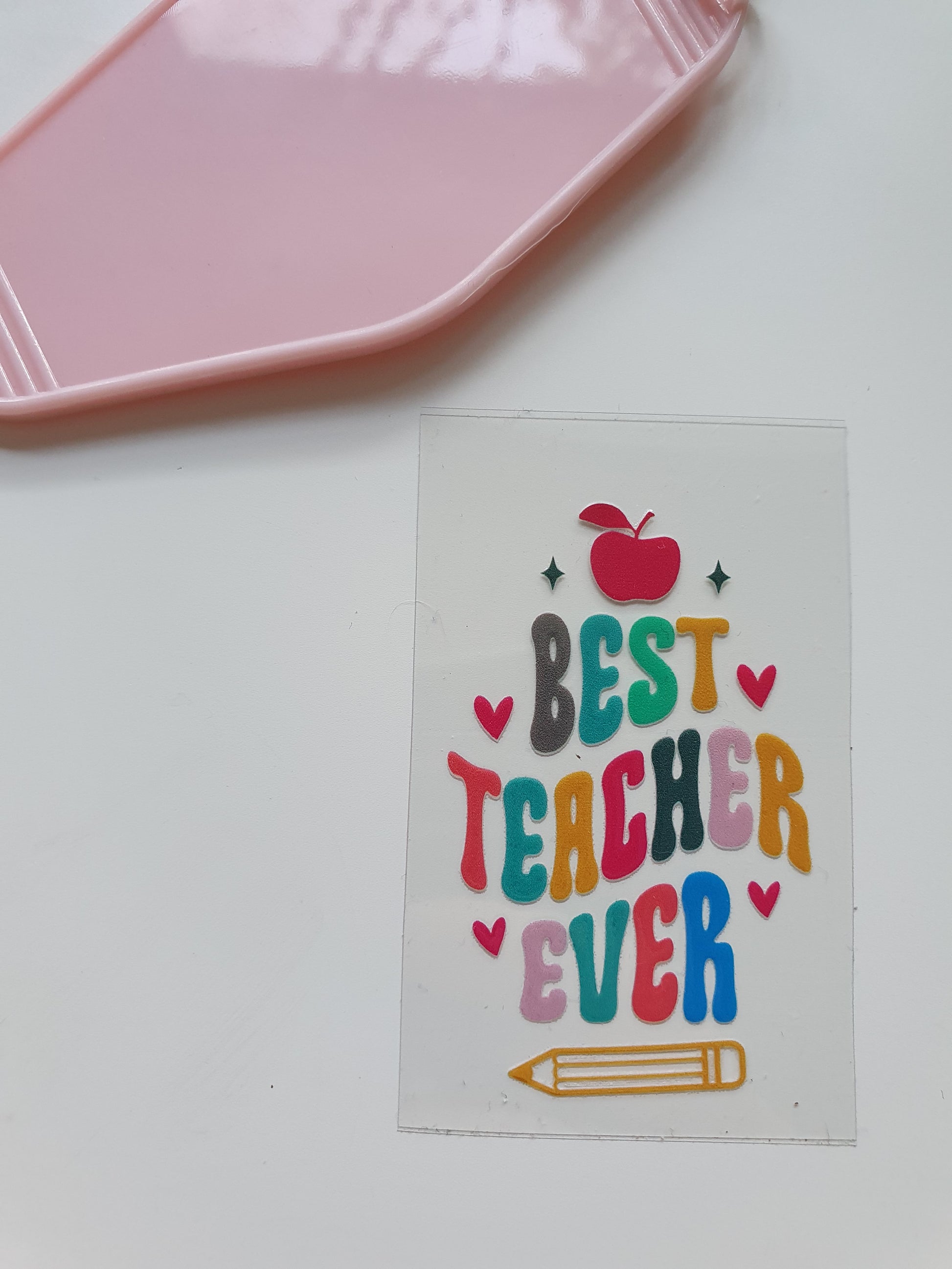 Best Teacher Motel Keyring UV DTF  print - Wraps and Blanks