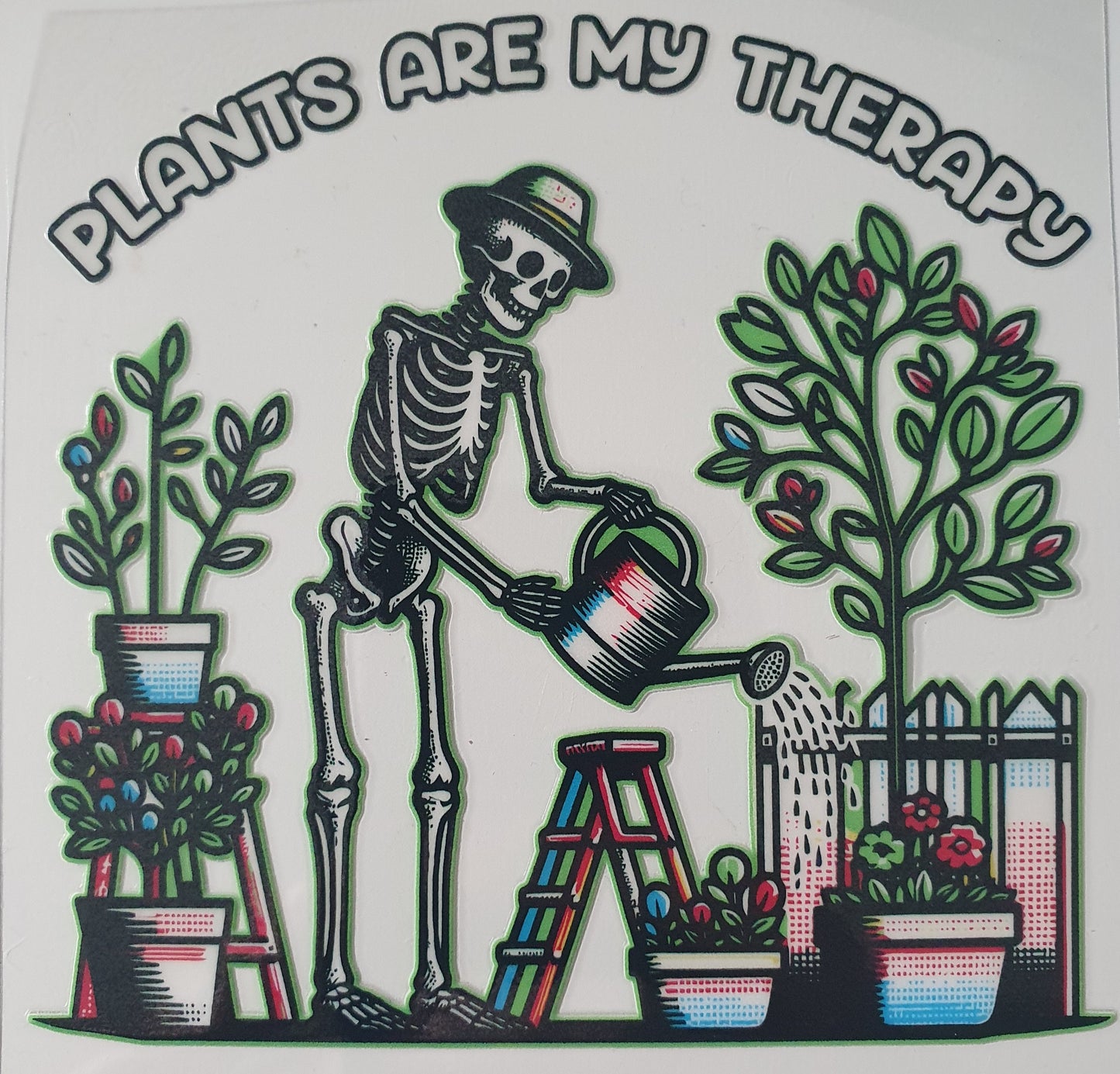 Plants are ny Therapy UV DTF Decal 10cm×10cm - Wraps and Blanks