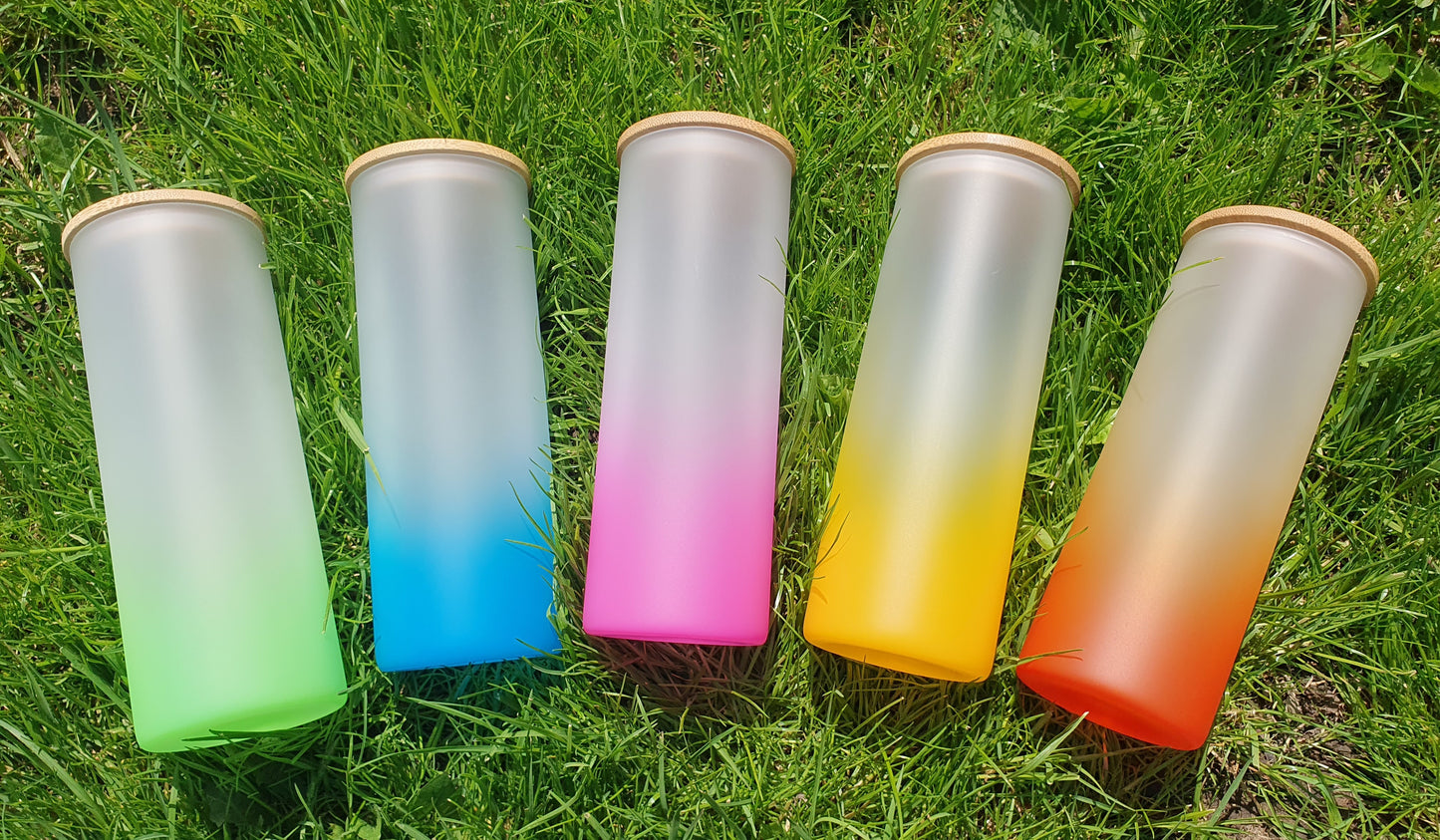 25Oz Frosted Ombre Gradient sublimation skinny tumbler - Wraps and Blanks