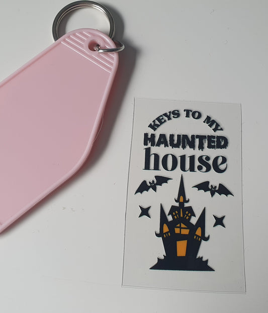 Keys to my haunted house Motel Keyring UV DTF  print