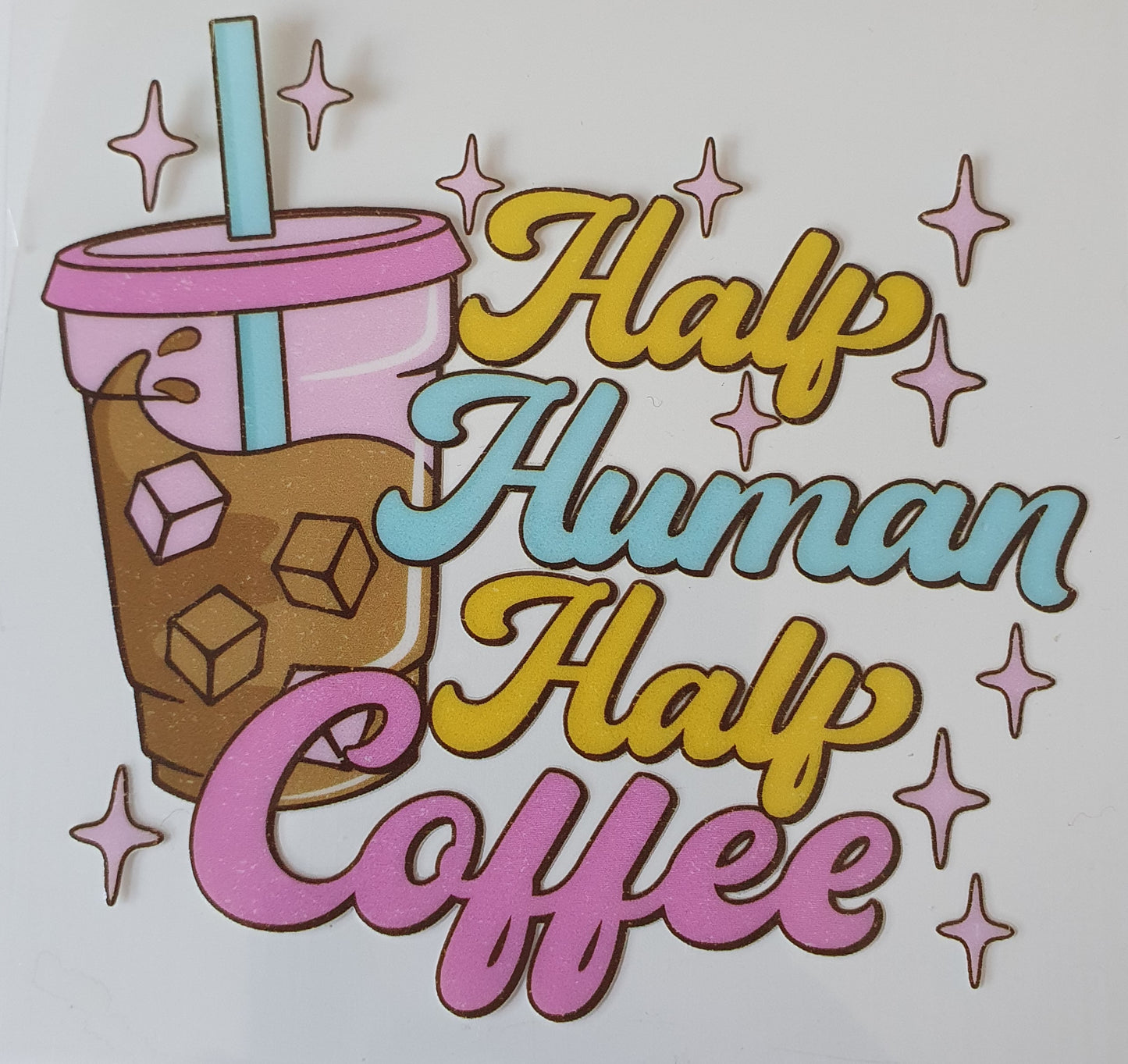 Half Human Half Coffee UV DTF Decal 10cm×10cm