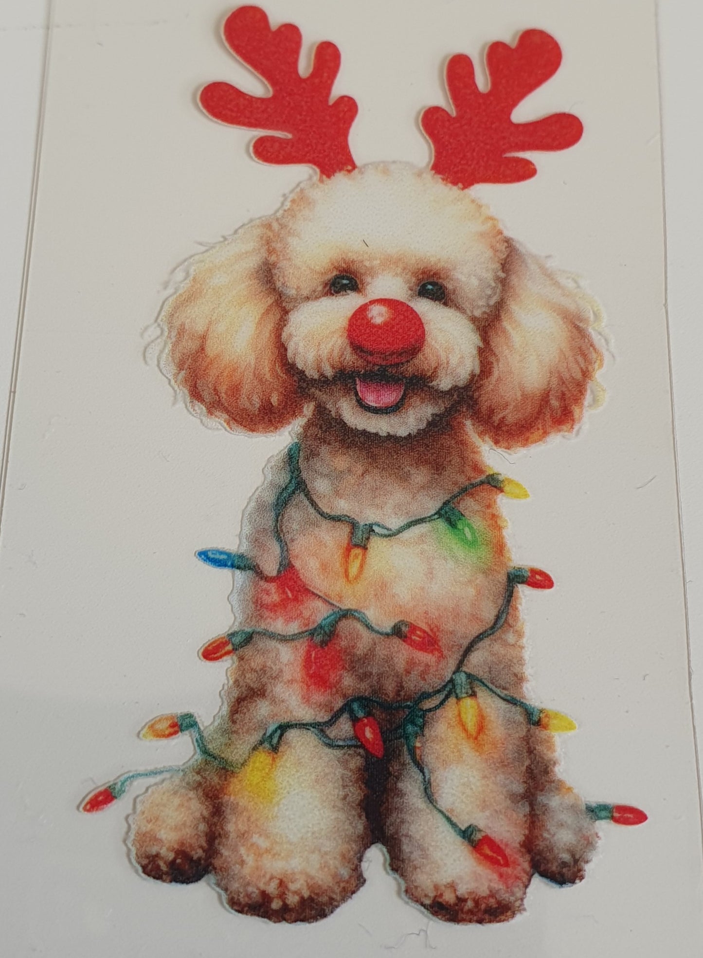 Red Nose Christmas Dog UV DTF Decal 6cm