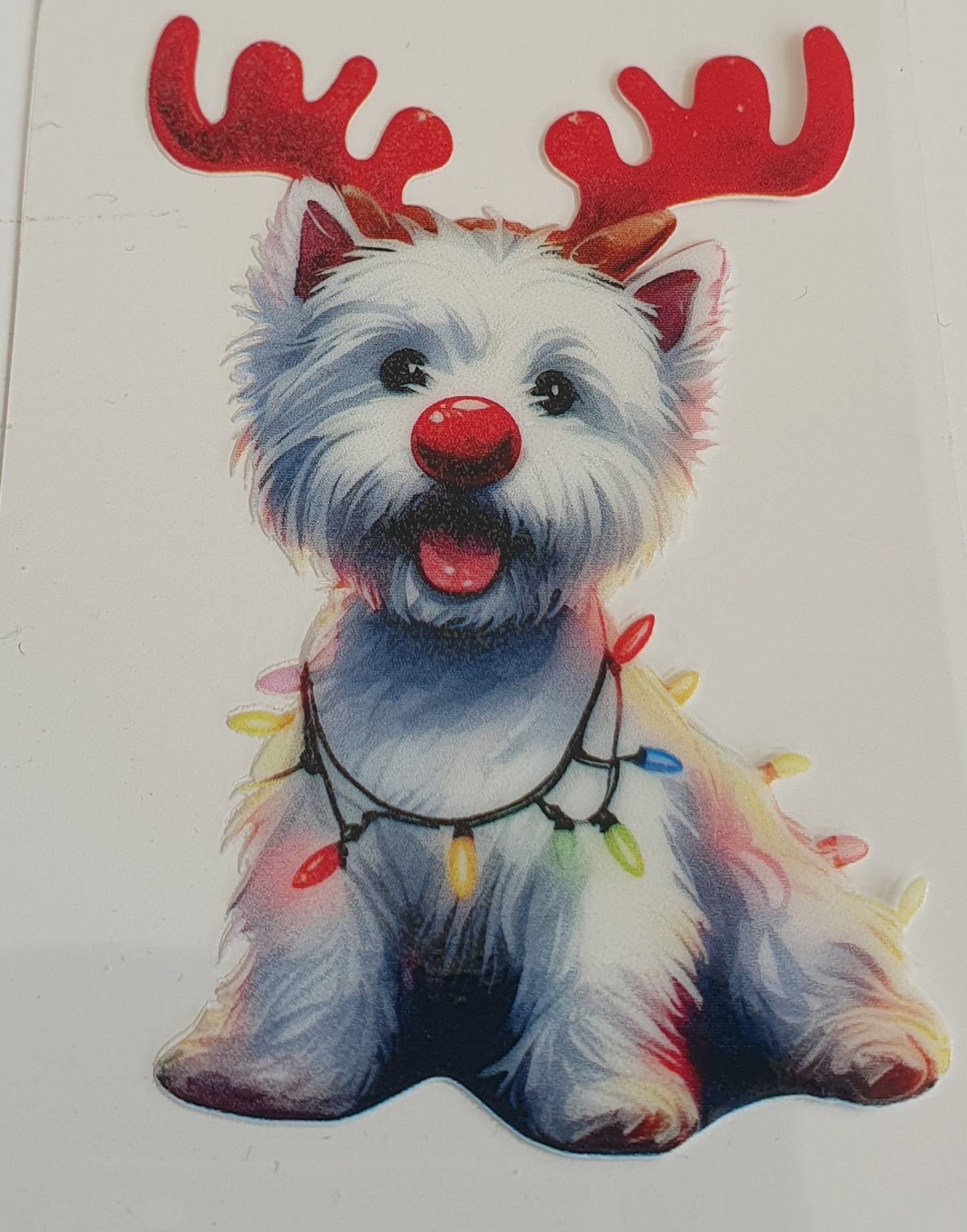 Red Nose Christmas Dog UV DTF Decal 6cm