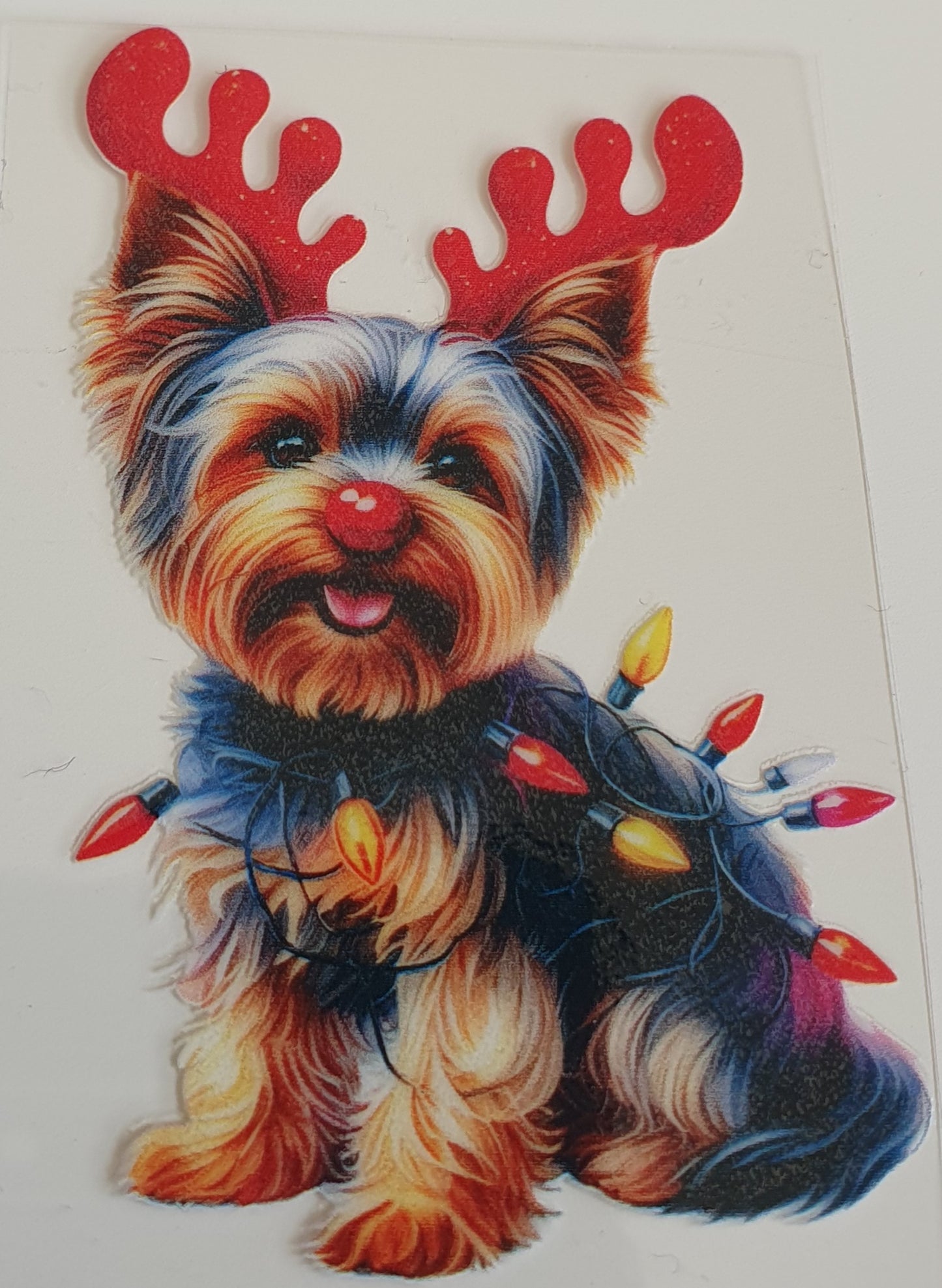 Red Nose Christmas Dog UV DTF Decal 6cm