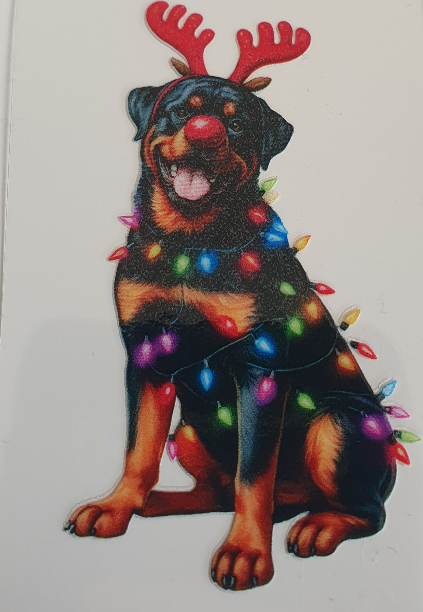 Red Nose Christmas Dog UV DTF Decal 6cm