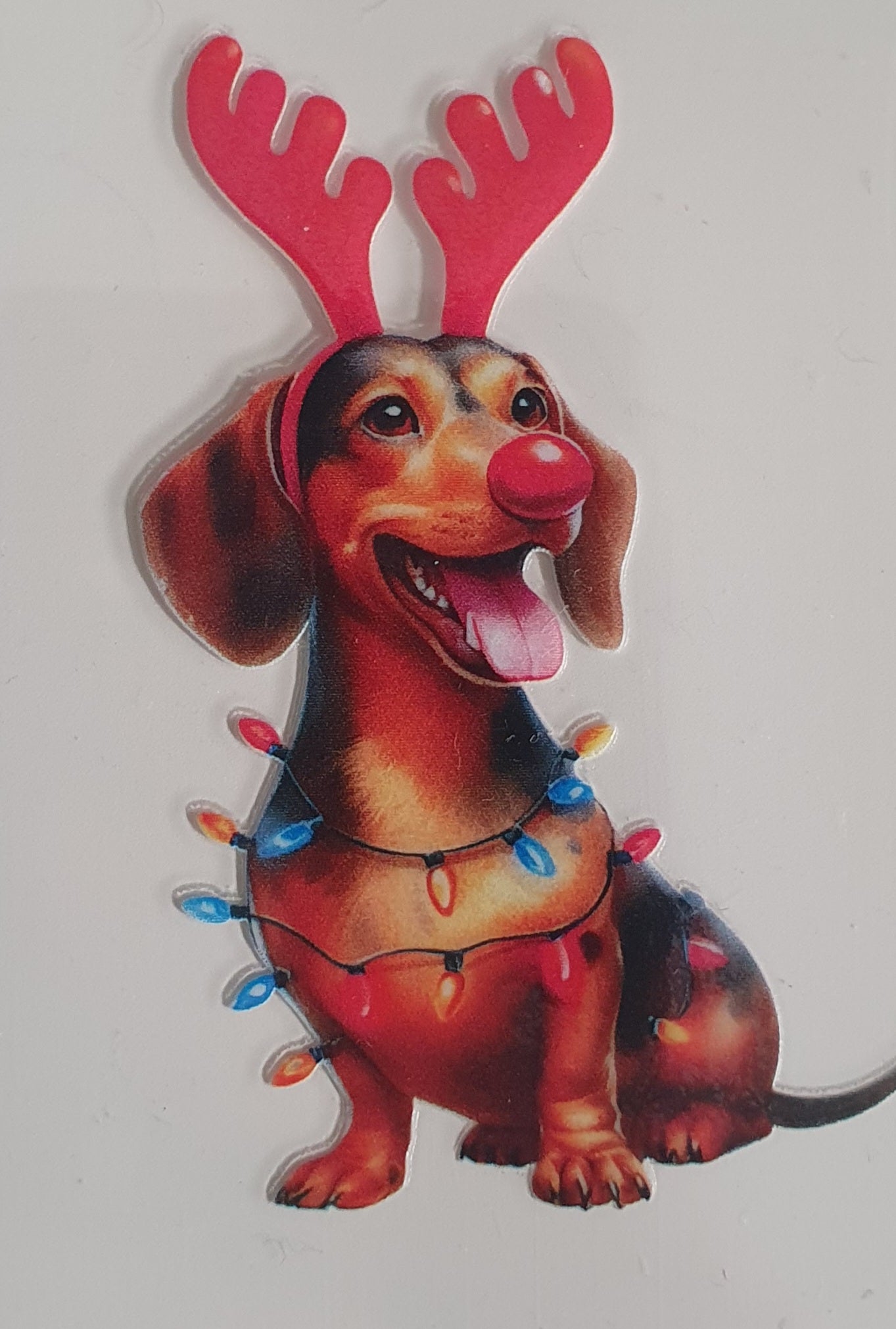 Red Nose Christmas Dog UV DTF Decal 6cm