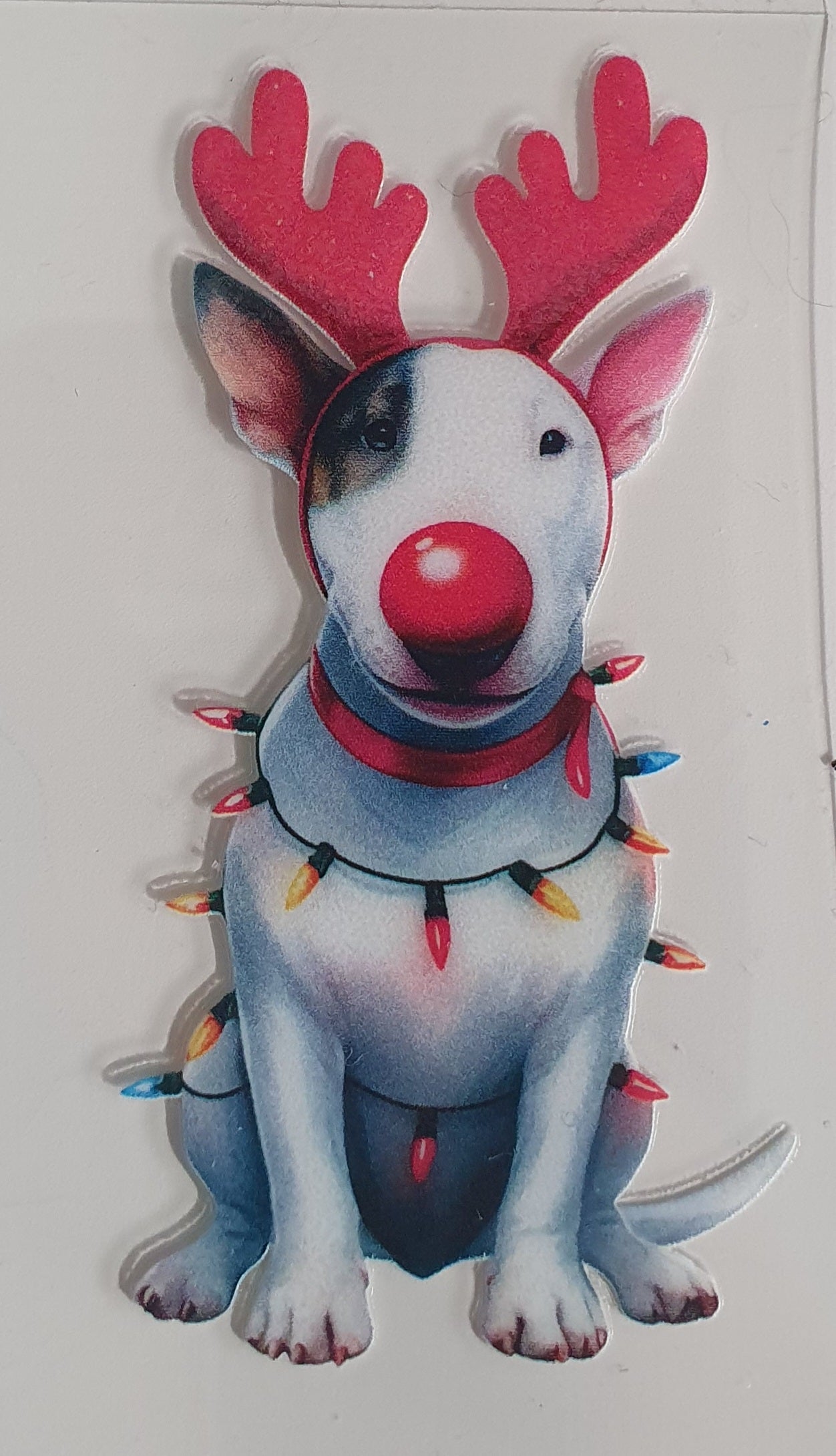 Red Nose Christmas Dog UV DTF Decal 6cm