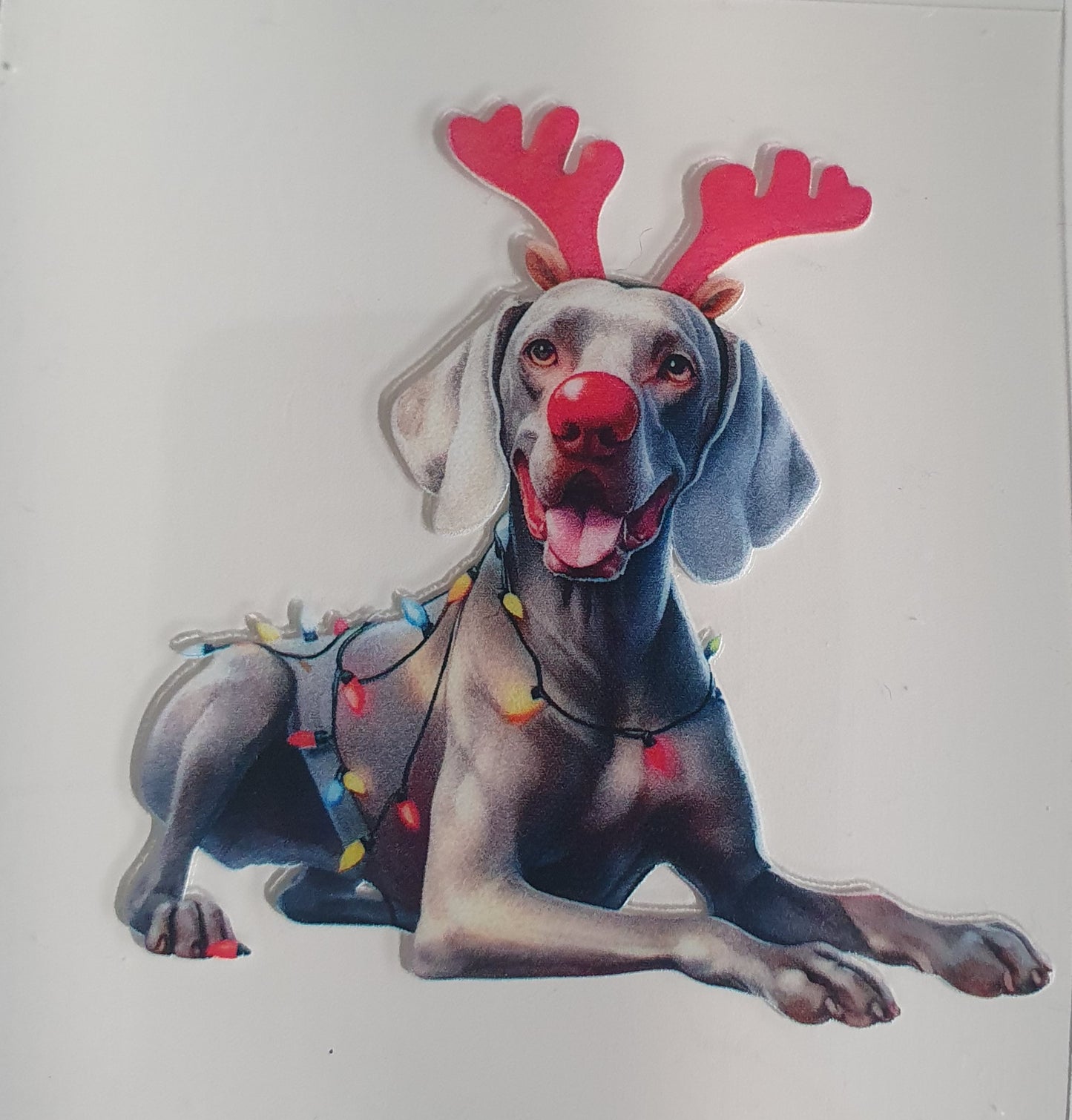 Red Nose Christmas Dog UV DTF Decal 6cm