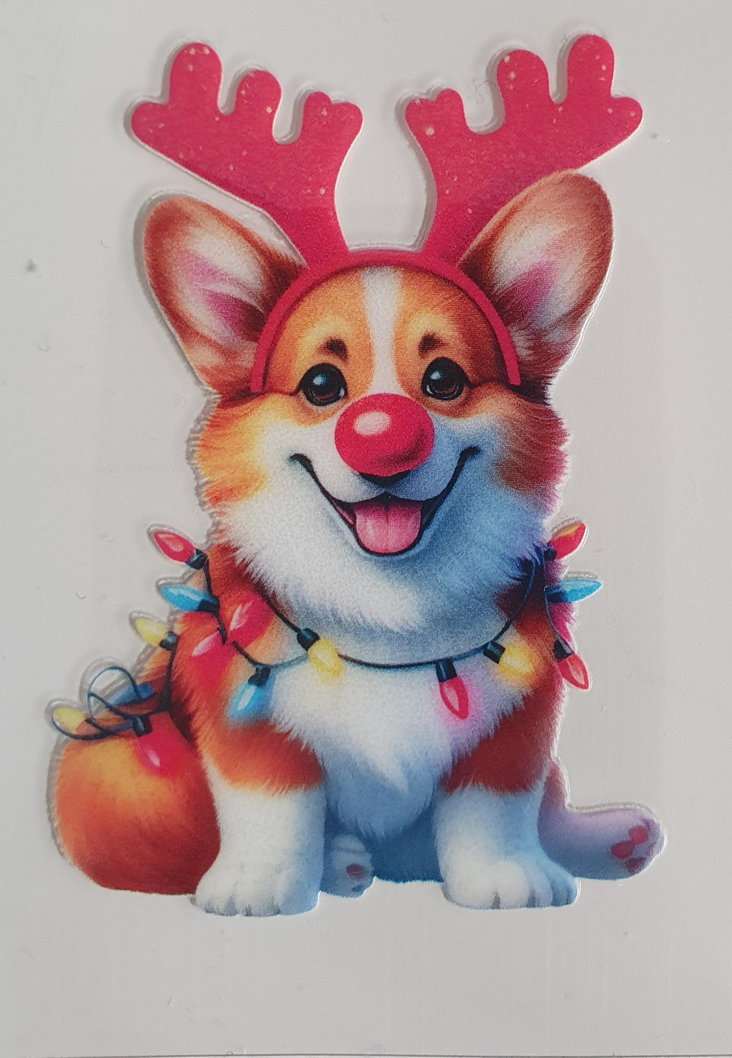 Red Nose Christmas Dog UV DTF Decal 6cm