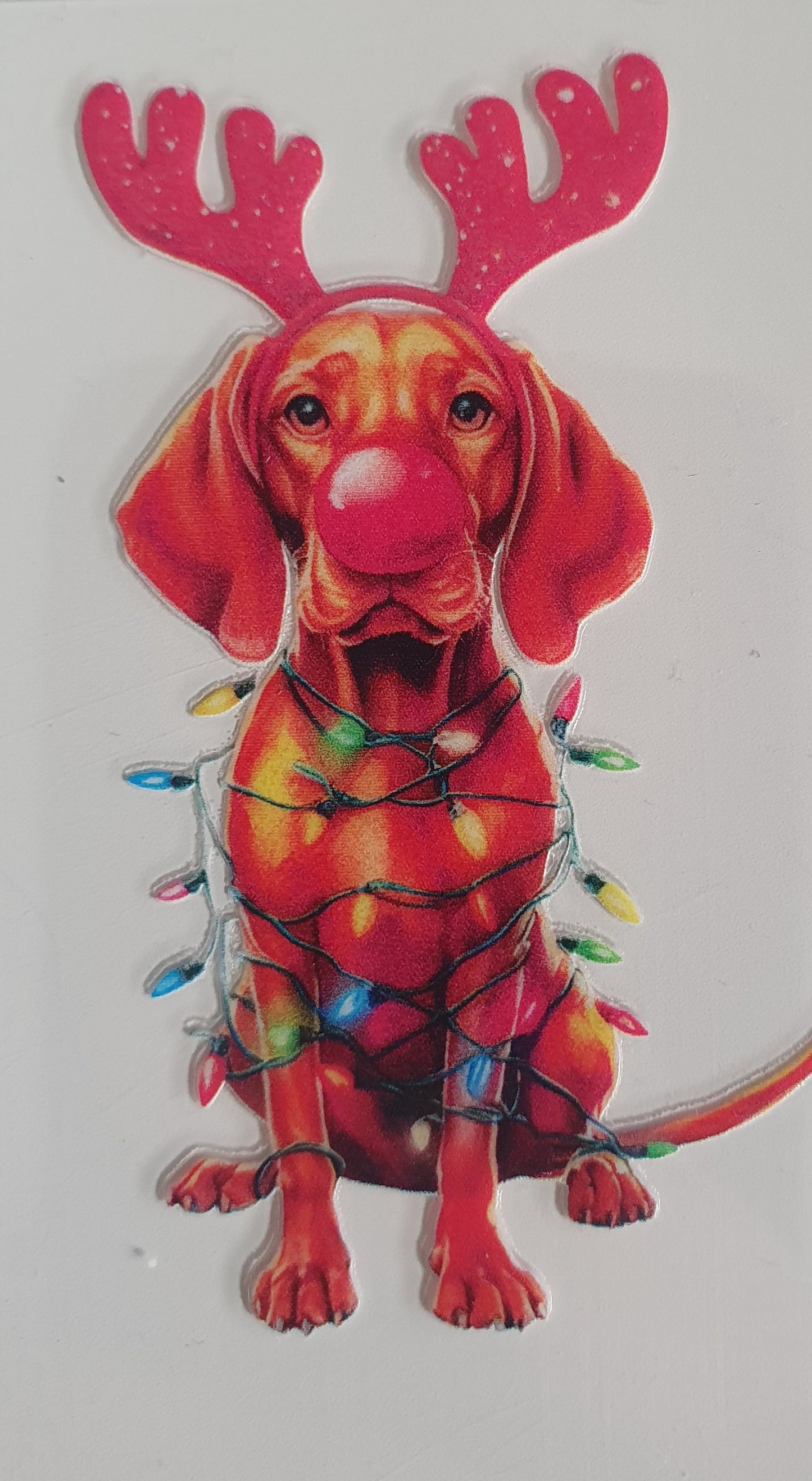 Red Nose Christmas Dog UV DTF Decal 6cm