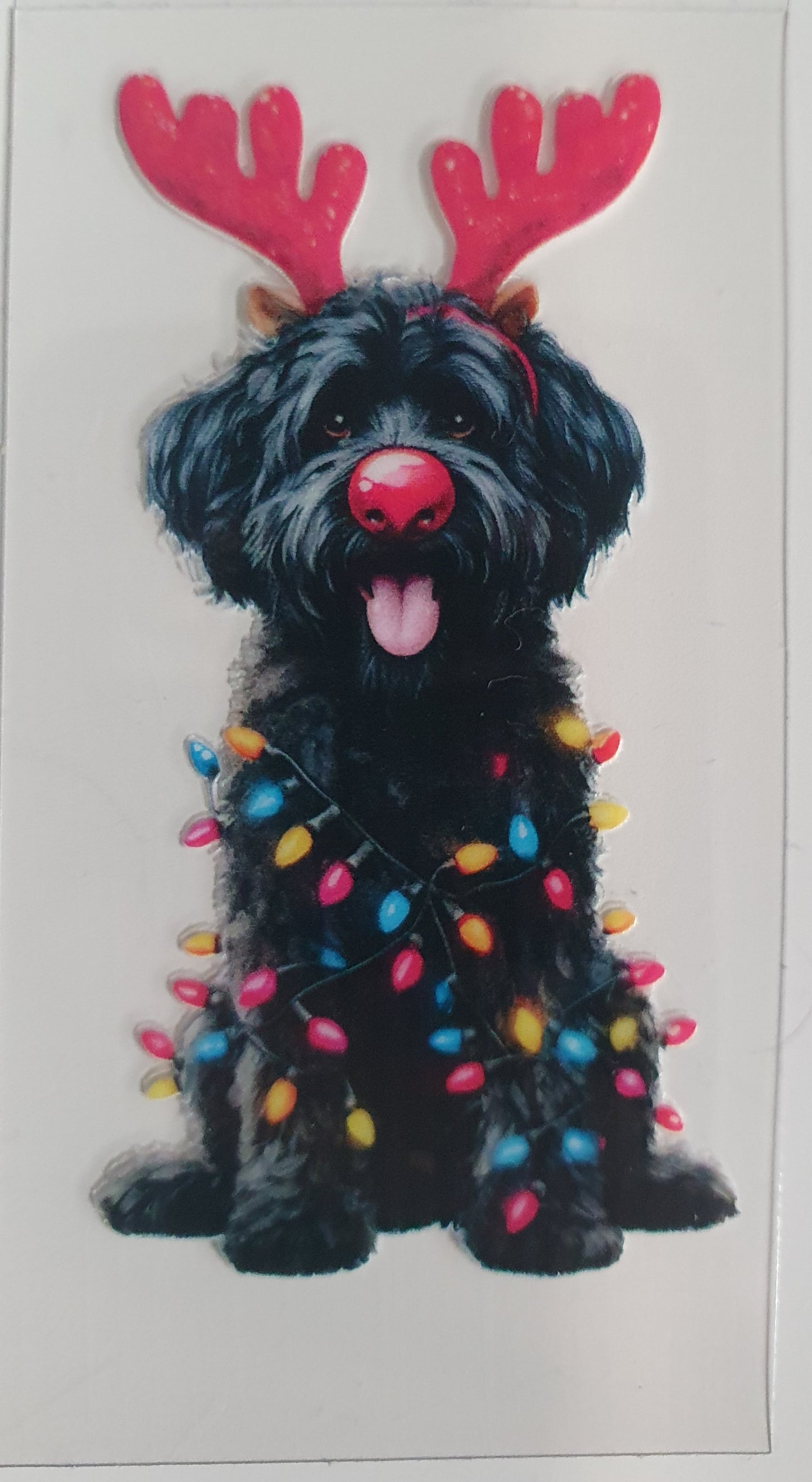 Red Nose Christmas Dog UV DTF Decal 6cm