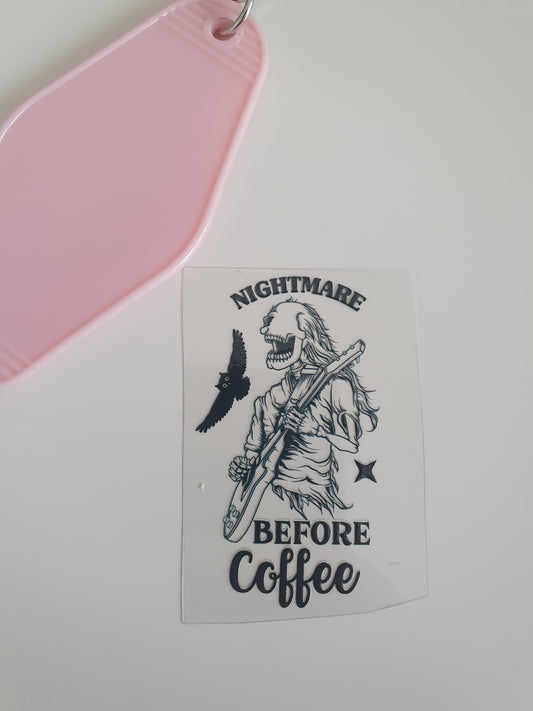 Nightmare before coffee Motel Keyring UV DTF  print