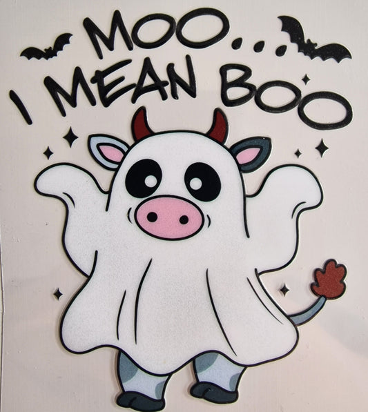 Moo, I mean Boo UV DTF Decal 10cm