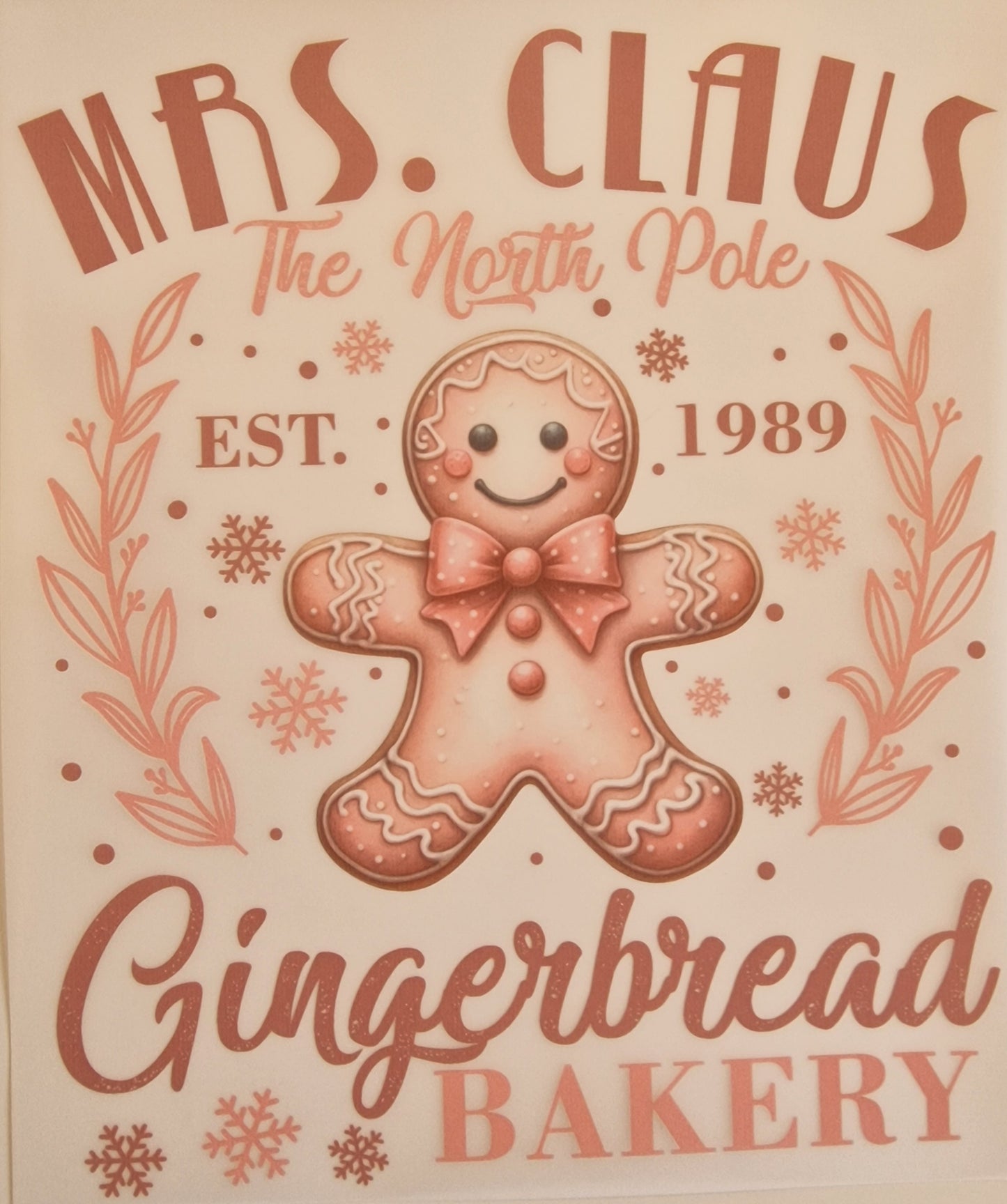 Mrs Claus Bakery Pink  22cm DTF print