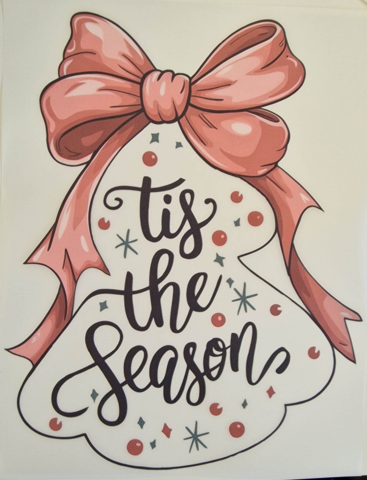 Tis the season pink bow 26cm DTF print