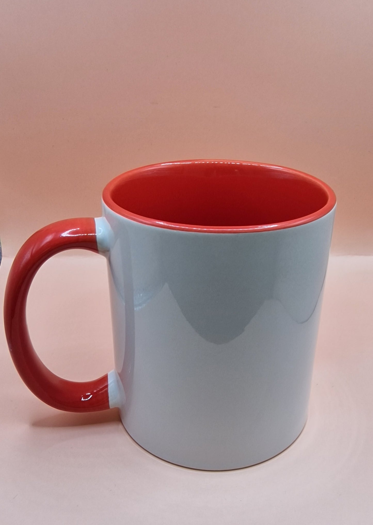 11oz white with red handle and red inner sublimation mug