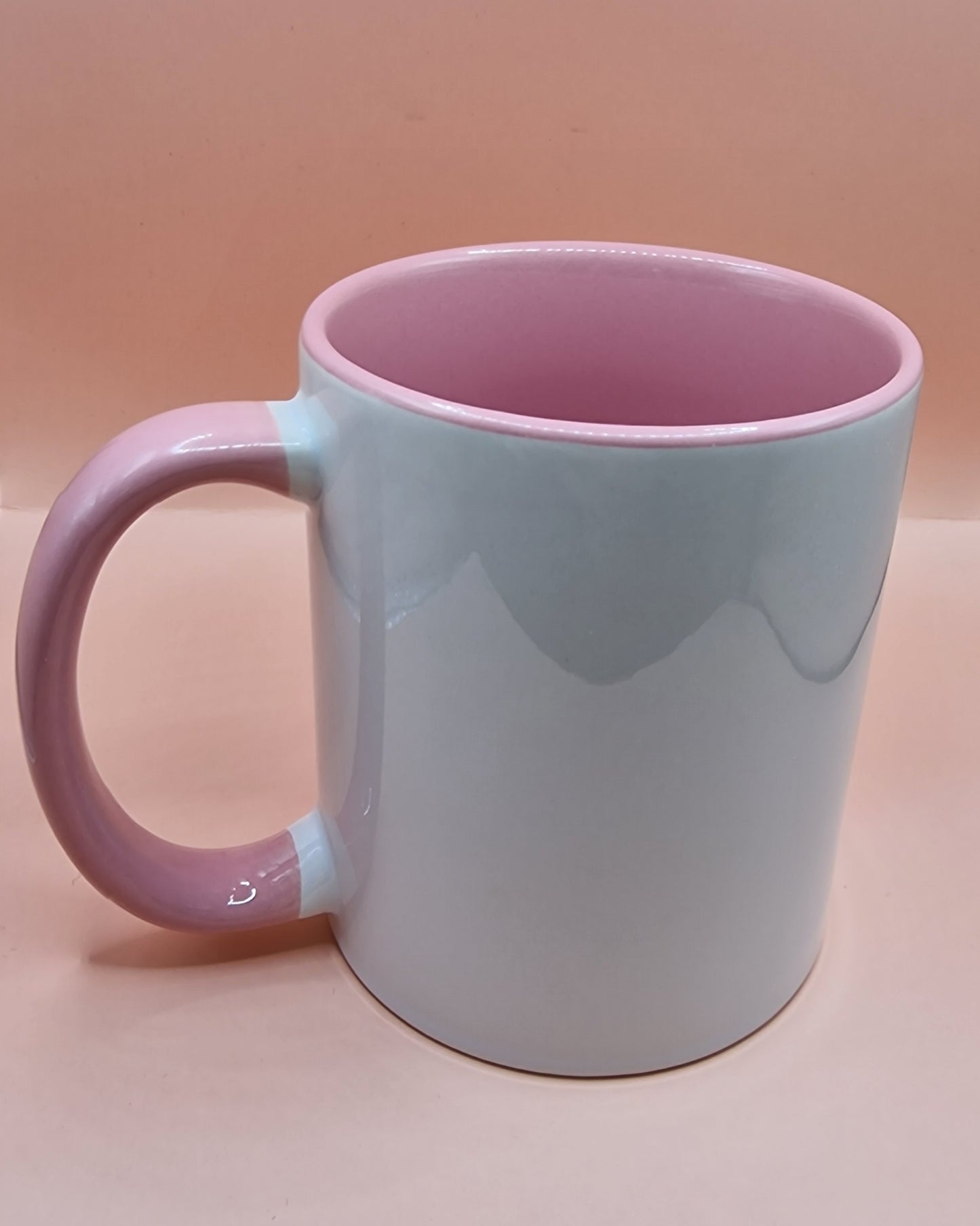 11oz white with pink handle and pink inner sublimation mug