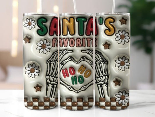 Santa's Favourite 20 oz tumbler sublimation print