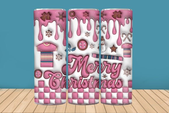 3D Merry Christmas 20 oz tumbler sublimation print