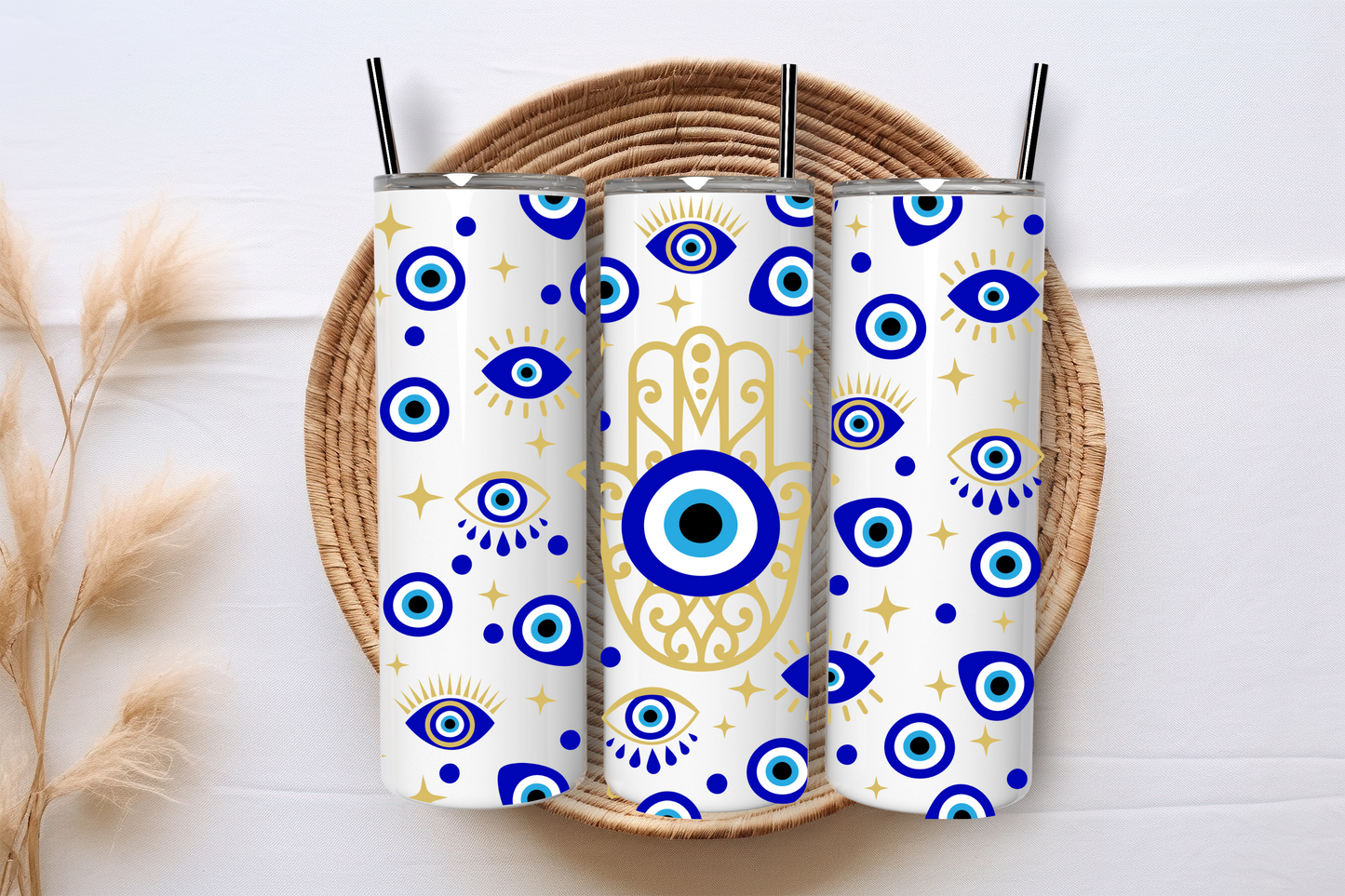 Evil Eye and Hamsa hand 20oz tumbler Sublimation Print - Wraps and Blanks