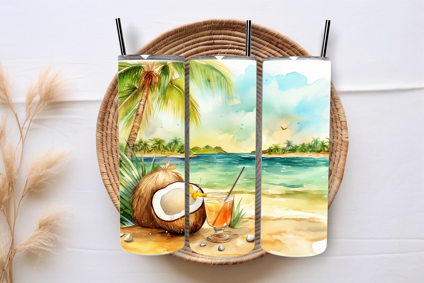 Tropical beach 20oz tumbler Sublimation Print - Wraps and Blanks