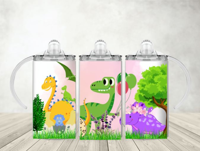 Dinosaurs 12oz Sippy cup Sublimation Print - Wraps and Blanks