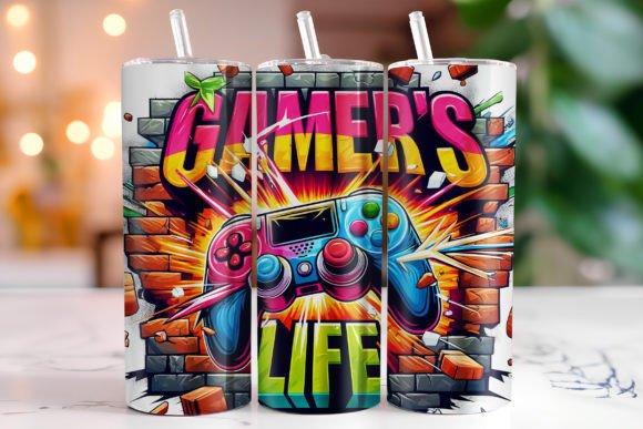 Gamer Life 20 oz tumbler sublimation print