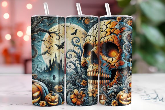 Halloween Skull 20 oz tumbler sublimation print