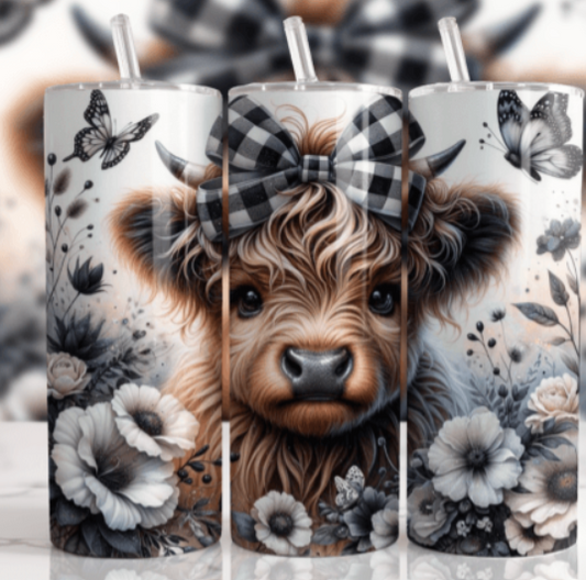 Highland Cow 20 oz sublimation print - Wraps and Blanks