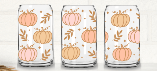 16oz Libbey can  UVDTF Print Pastel Pumpkins