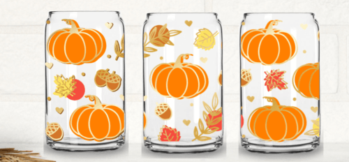 16oz Libbey can  UVDTF Print Pumpkins