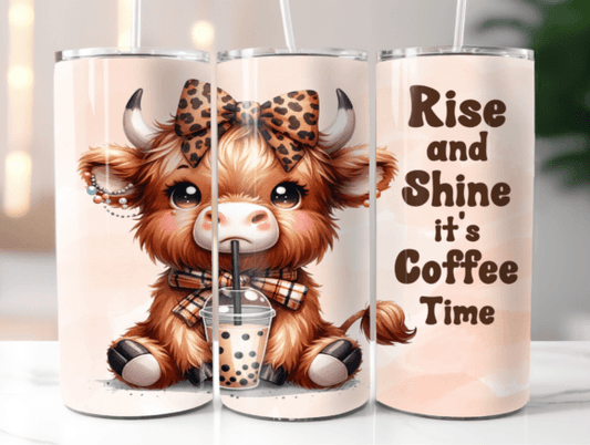 Highland Cow Coffee time 20 oz tumbler sublimation print