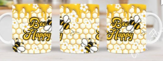 11oz mug sublimation wrap - Bee Happy - Wraps and Blanks