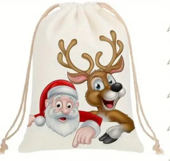 Medium Sublimation linen drawstring bag