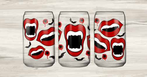 16oz Libbey can  UVDTF Print Vampire Lips