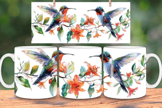 11oz mug sublimation wrap - Hummingbirds - Wraps and Blanks