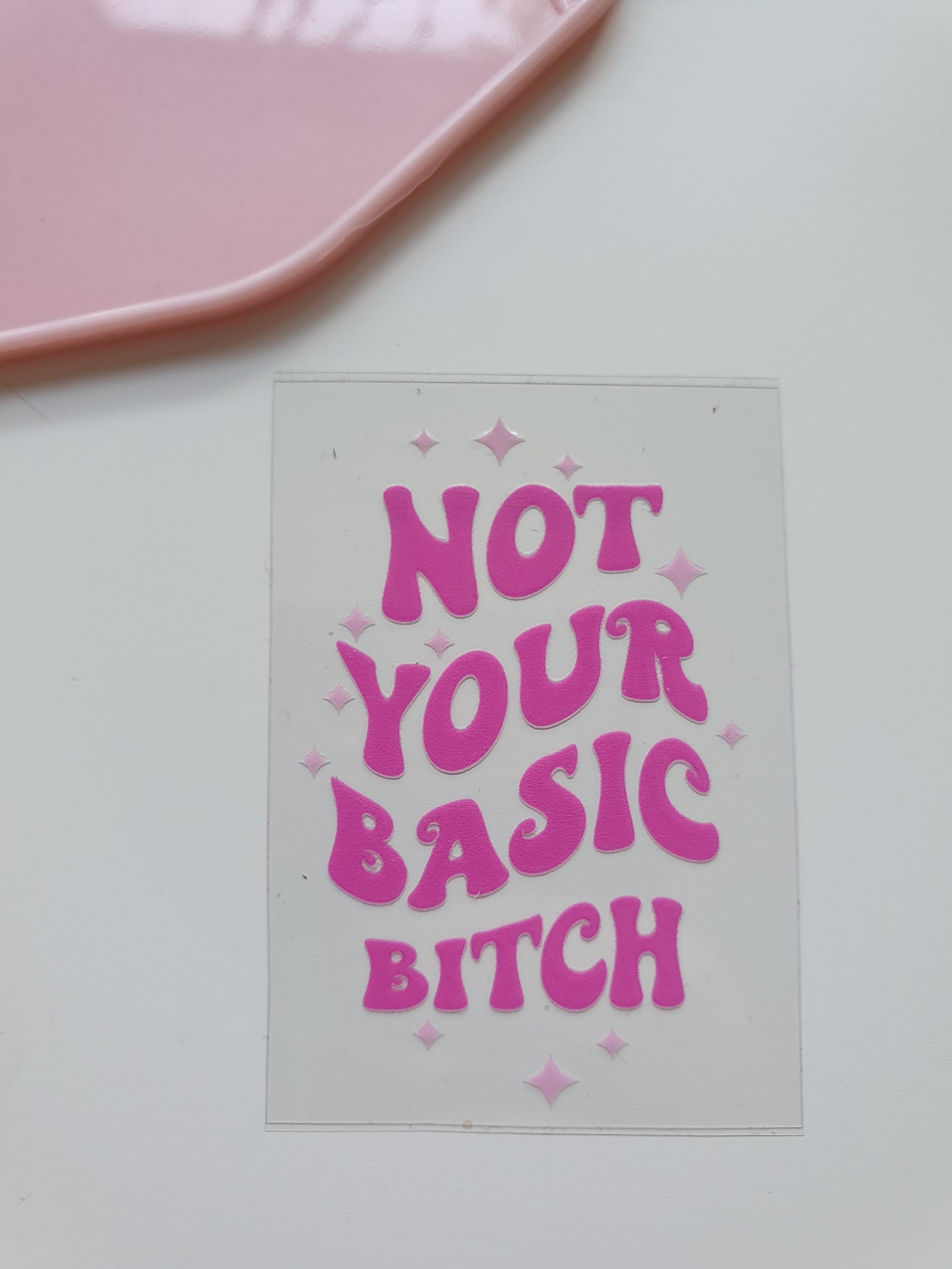 Not your basic B*tch Motel Keyring UV DTF  print - Wraps and Blanks