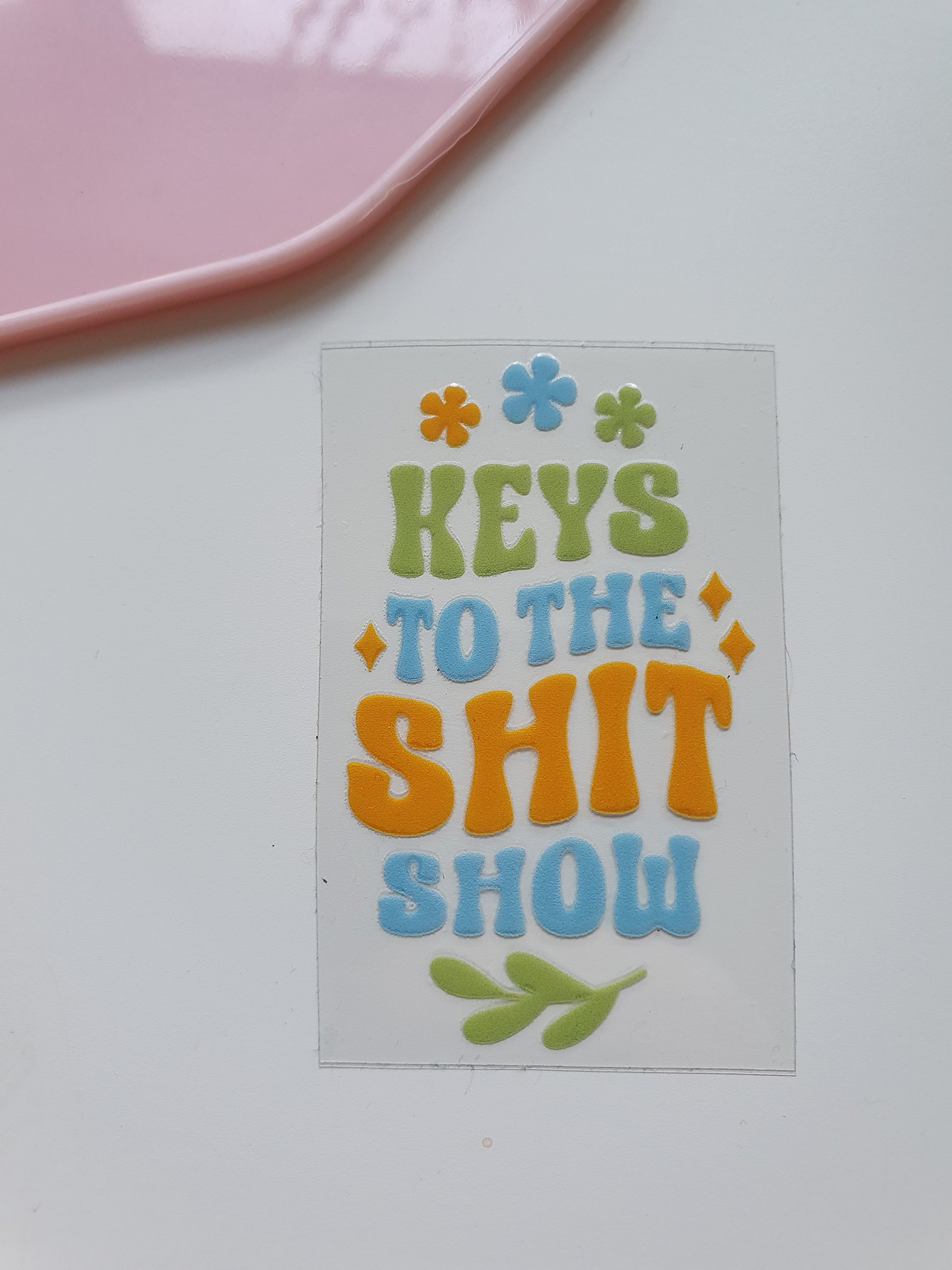 Keys to the S*it show Motel Keyring UV DTF  print - Wraps and Blanks