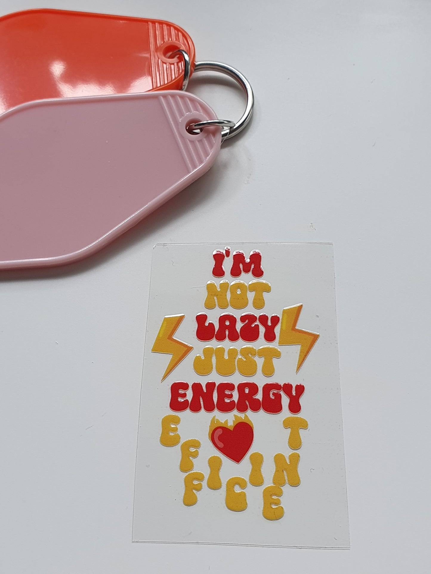 Not Lazy Motel Keyring UV DTF  print - Wraps and Blanks